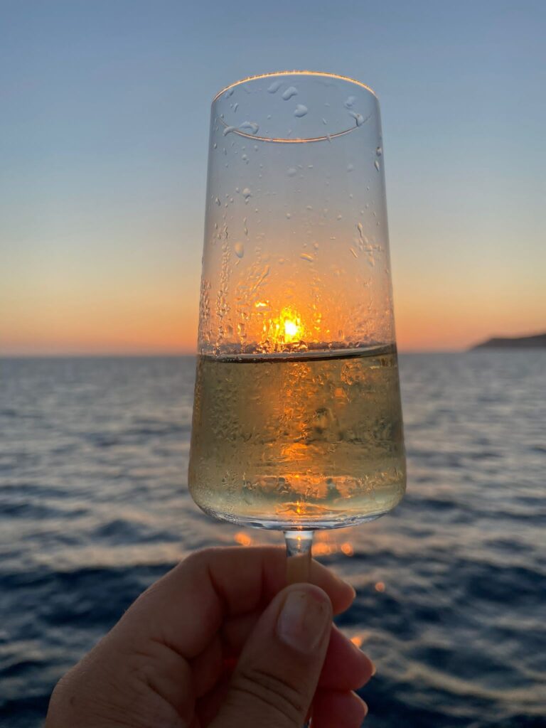 sailing glass sea wine