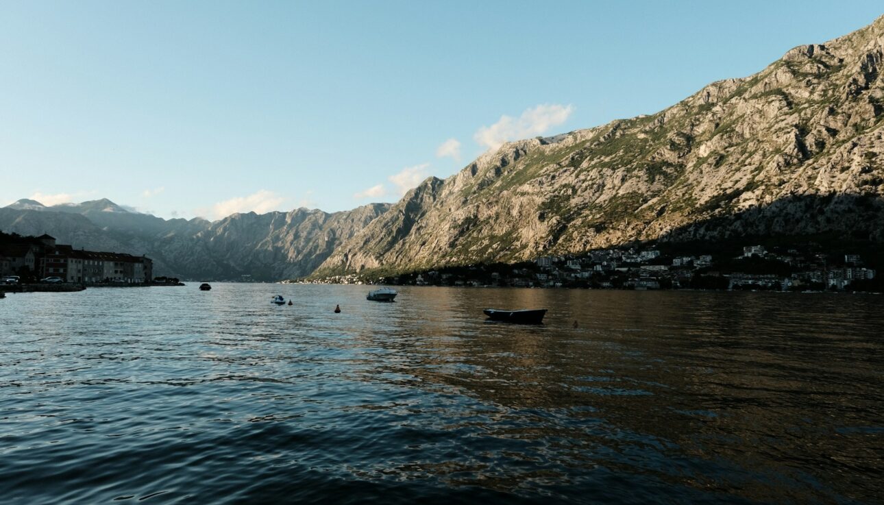 yacht, Montenegro, water, sea, mountains