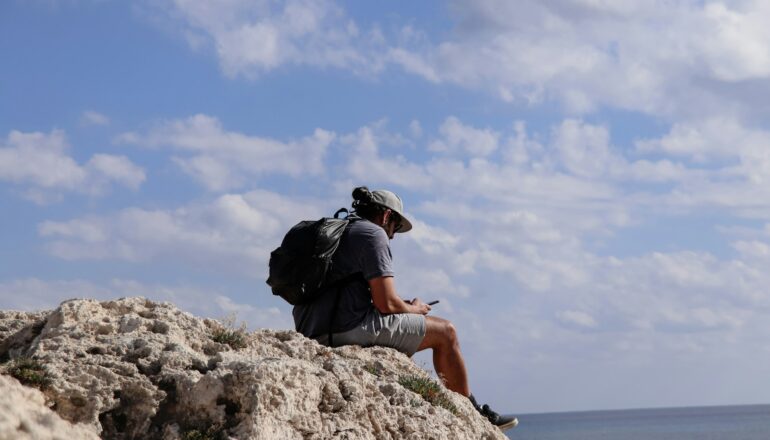 backpacking montenegro, sea, sky, rock