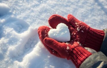 Montenegro in winter, snow, heart, mittens